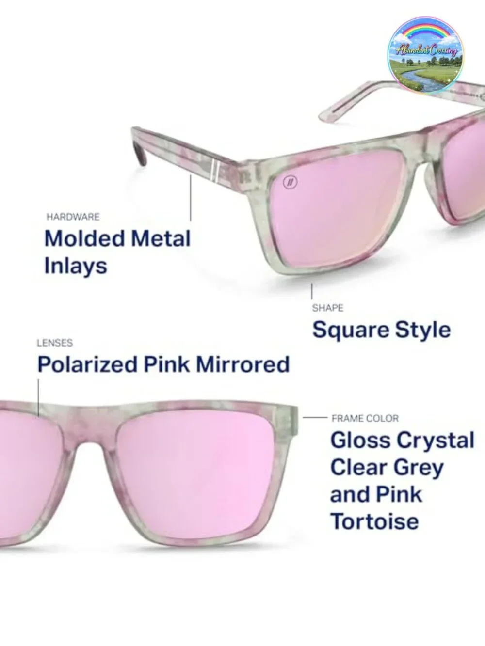 Polarized Sunglasses - Square Acetate Frame - 100% UV Protection - Medium-Large